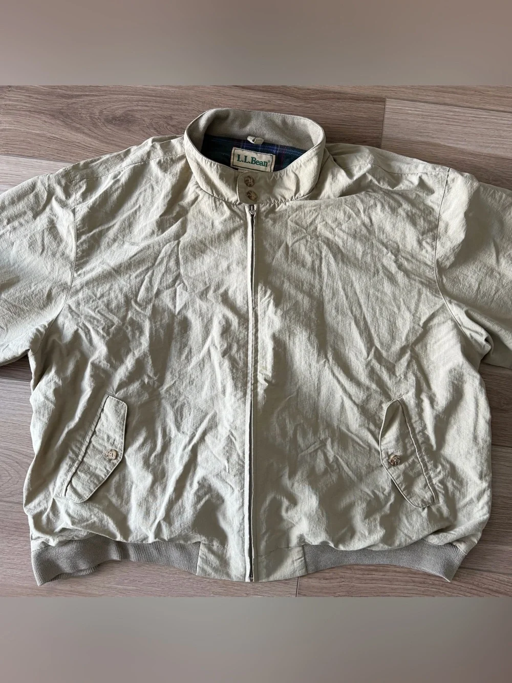 Vintage 90’s LL Bean Tan Harrington Bomber Jacket - Picture 5 of 6
